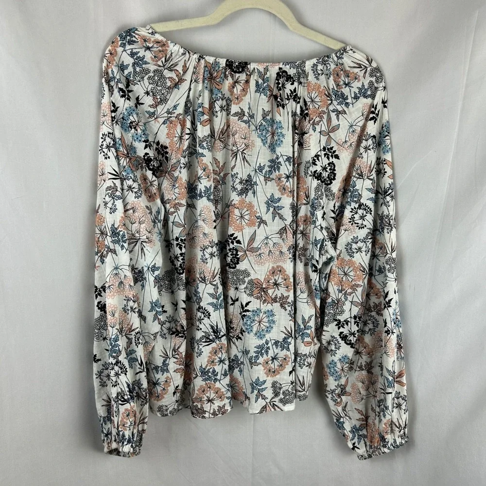 ANA A New‎ Approach Womens Plus Size 0X Floral Print Long Sleeve Blouse Top Boho - Picture 6 of 8